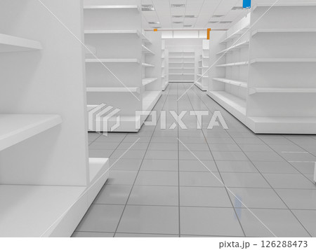 commercial premises, shop, interior visualization, 3D illustration 126288473