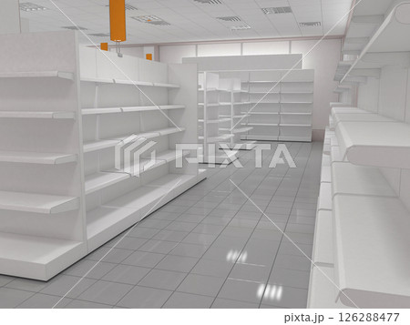 commercial premises, shop, interior visualization, 3D illustration 126288477