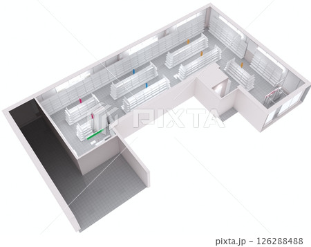 commercial premises, shop, interior visualization, 3D illustration commercial premises, shop, interior visualization, 3D illustration 126288488