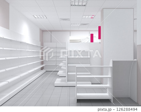 commercial premises, shop, interior visualization, 3D illustration commercial premises, shop, interior visualization, 3D illustration 126288494