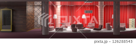 restaurant, interior visualization, 3D illustration 126288543