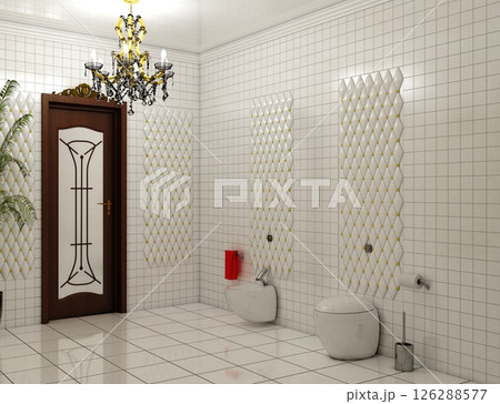 restroom, interior visualization, 3D illustration 126288577