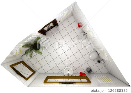 restroom, interior visualization, 3D illustration 126288583