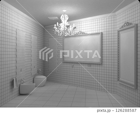 restroom, interior visualization, 3D illustration 126288587