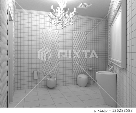 restroom, interior visualization, 3D illustration restroom, interior visualization, 3D illustration 126288588