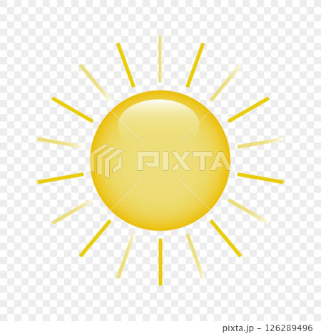 The sun icon on a transparent background. The sun with highlights and rays. Logo, sun sticker. The sun icon on a transparent background. The sun with highlights and rays. Logo, sun sticker. 126289496