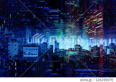都市のデータネットワークと高層ビルの融合 126290070