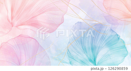 Delicate floral pattern with pastel petals and gold accents, suitable for background Delicate floral pattern with pastel petals and gold accents, suitable for background 126290859