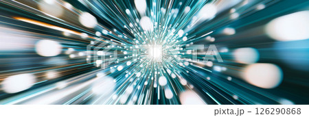 Abstract light beams exploding from center, suitable as dynamic background 126290868