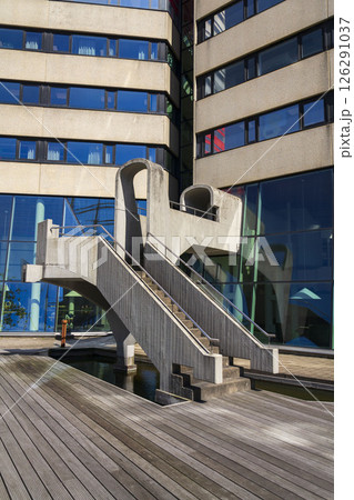 The Lilla Bommen building called Lipstick at harbor on Gota river bank, Gothenburg, Sweden, sunny day The Lilla Bommen building called Lipstick at harbor on Gota river bank, Gothenburg, Sweden, sunny day 126291037