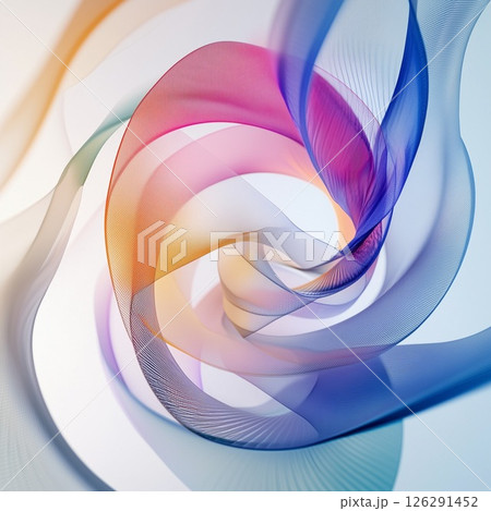 柔らかなグラデーションが織りなす繊細な曲線の抽象アートデザイン 126291452