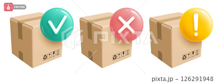Cardboard Delivery Box or Parcel With Cargo Order Status Signs 126291948
