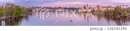 Charles Bridge at sunset in Prague, Czech Republic 126292394