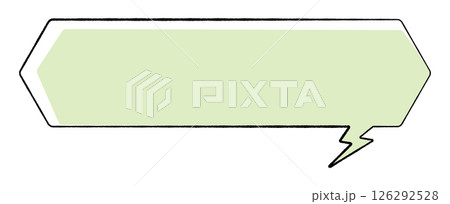 線画手書き風のシンプルな吹き出し かなり横長六角形 かみなりしっぽ右 おしゃれカラー 線画手書き風のシンプルな吹き出し かなり横長六角形 かみなりしっぽ右 おしゃれカラー 126292528