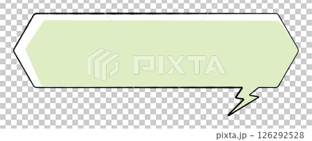 線画手書き風のシンプルな吹き出し かなり横長六角形 かみなりしっぽ右 おしゃれカラー 線画手書き風のシンプルな吹き出し かなり横長六角形 かみなりしっぽ右 おしゃれカラー 126292528