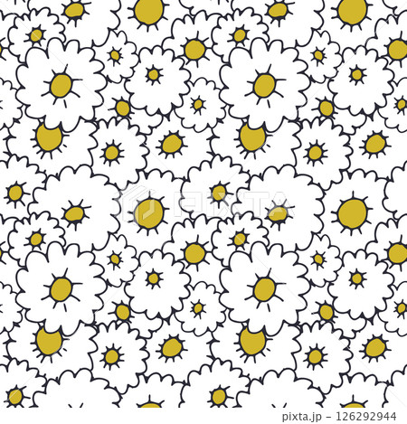 Ditsy floral seamless pattern. Hand drawn vintage backdrop with tiny white flowers. Cottagecore texture 126292944