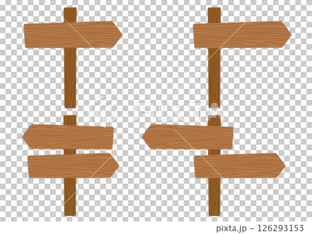 Set of brown wooden arrow sign illustrations 126293153