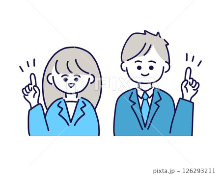 指差しをする男女／上半身／ビジネスマン 126293211
