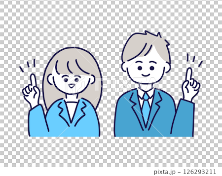 指差しをする男女／上半身／ビジネスマン 126293211