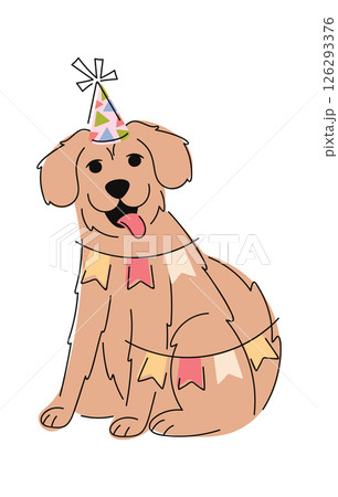 Cute birthday dog wrapped garland 126293376