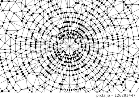 Technology abstract background. Dots connected by lines. Minimalist mesh backdrop. Abstract polygonal radial shape. Plexus circles. 126293447