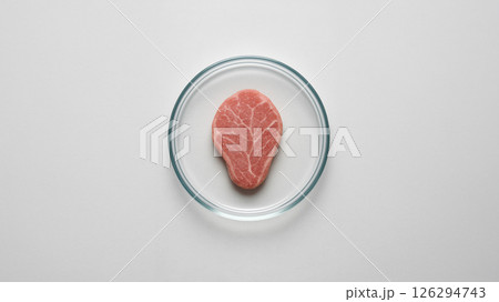 培養肉のプレート展示　ラボ育成の未来型食品素材 126294743