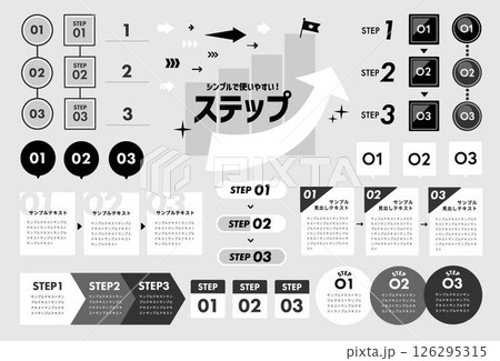 シンプルなステップ素材セット シンプルなステップ素材セット 126295315