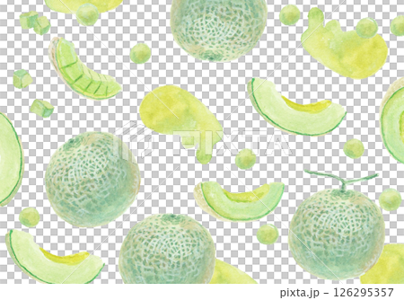 Melon pattern painted with watercolors Melon pattern painted with watercolors 126295357