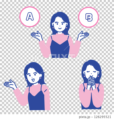 Illustration material of a woman in various poses Illustration material of a woman in various poses 126295521