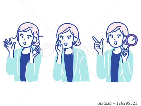色々なポーズをとる女性のイラスト素材 色々なポーズをとる女性のイラスト素材 126295523