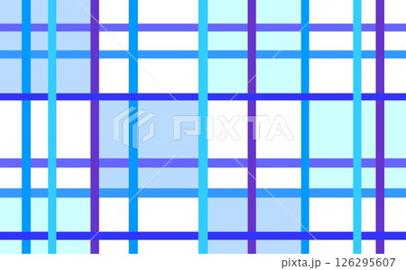 格子模様　幾何学模様　四角形　ブルー　 126295607