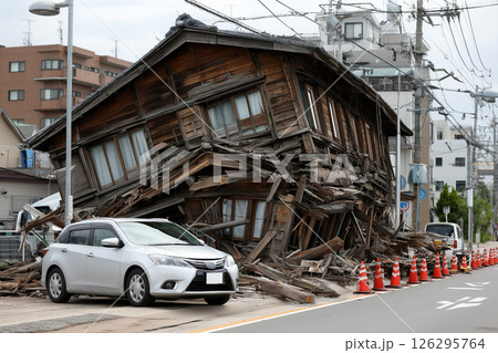 老朽化　倒壊　家屋　画像生成AI 126295764