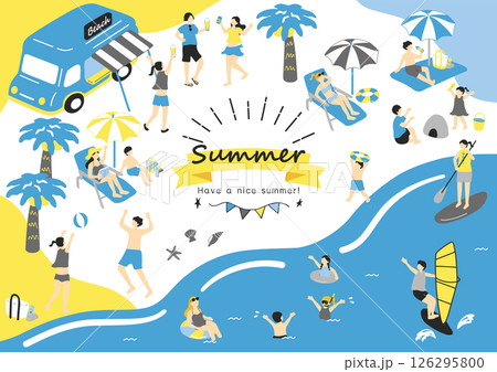 夏の海を楽しむ人々 夏の海を楽しむ人々 126295800