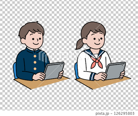 高中生在平板電腦上學習 126295803