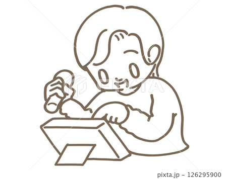 カラオケで曲を選ぶマイクを持った男性 126295900