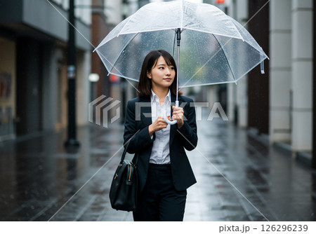 傘をさすビジネスウーマン 126296239