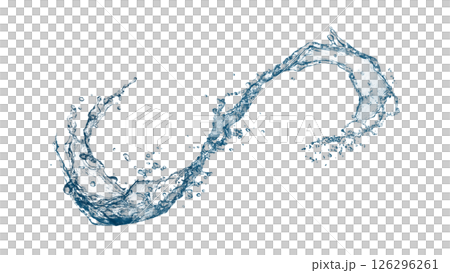 抽象的な青い波と水しぶきが飛び散った3dイラスト 126296261