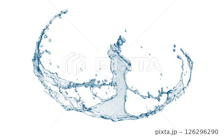 抽象的な青い波と水しぶきが飛び散った3dイラスト 126296290