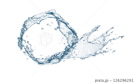 抽象的な青い波と水しぶきが飛び散った3dイラスト 126296291