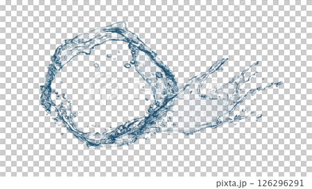 抽象的な青い波と水しぶきが飛び散った3dイラスト 126296291