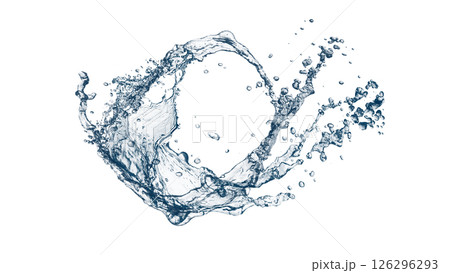 抽象的な青い波と水しぶきが飛び散った3dイラスト 126296293