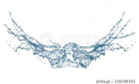 抽象的な青い波と水しぶきが飛び散った3dイラスト 抽象的な青い波と水しぶきが飛び散った3dイラスト 126296301