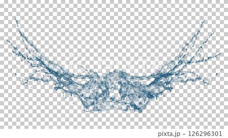 抽象的な青い波と水しぶきが飛び散った3dイラスト 抽象的な青い波と水しぶきが飛び散った3dイラスト 126296301