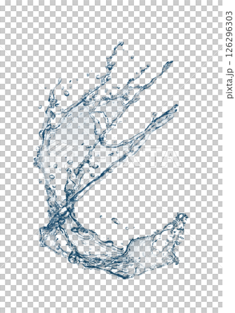 Abstract blue waves and splashes 3d illustration 126296303