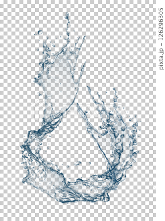 Abstract blue waves and splashes 3d illustration 126296305