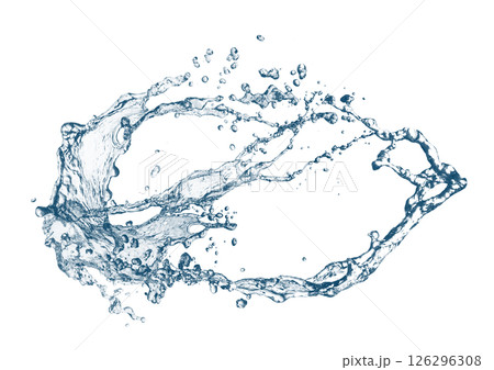 抽象的な青い波と水しぶきが飛び散った3dイラスト 126296308