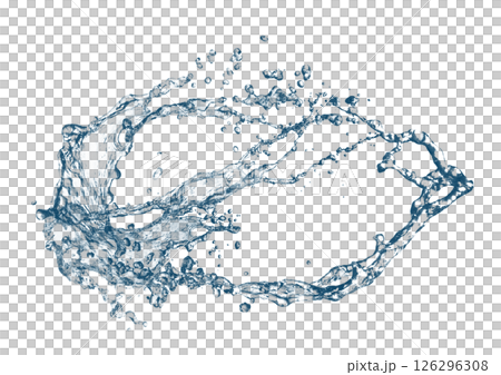 抽象的な青い波と水しぶきが飛び散った3dイラスト 126296308