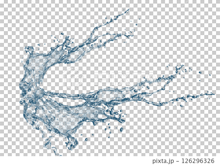 抽象的な青い波と水しぶきが飛び散った3dイラスト 126296326