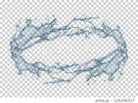 抽象的な青い波と水しぶきが飛び散った3dイラスト 126296327