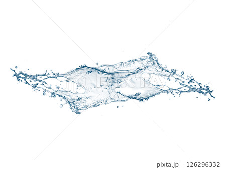 抽象的な青い波と水しぶきが飛び散った3dイラスト 126296332
